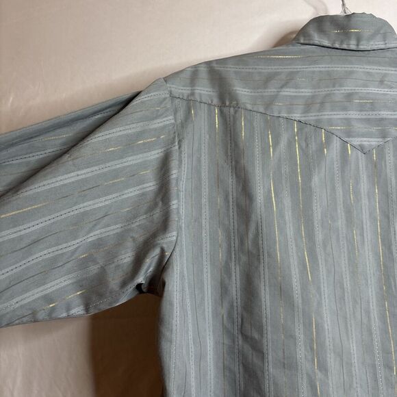 Ranch and Town by Panhandle Slim Western Shirt Stripe Pearl Snap Size 16 1/2 34 - Picture 7 of 12